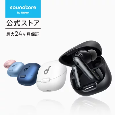 黒いワイヤレスイヤホンと複数色のケース