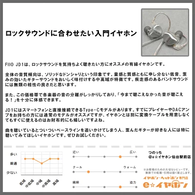銀色の有線イヤホンと商品説明