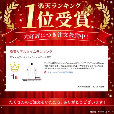 楽天ランキング1位の白い有線イヤホン